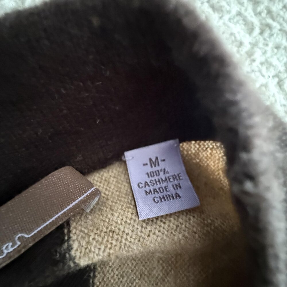 Cullen Sweater‎ Brown Ivory Striped 100% Cashmere Open Cardigan - Picture 4 of 8